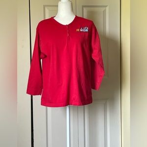 Vintage NASCAR 3/4 Sleeve
T Shirt by Kudzu XL Red 3 button Henley style